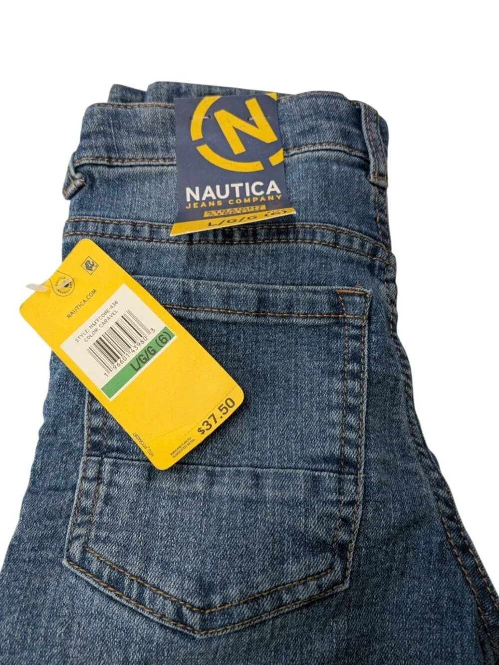 Nautica Straight Stretch Jeans Denim Classic Preppy Adjustable Waist Boys Size 6